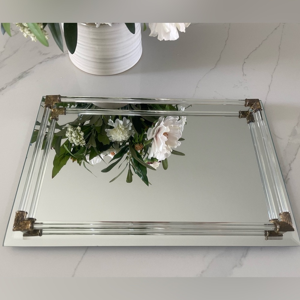 Vintage silversmith mirrored vanity tray